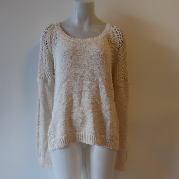 Scoop NYC Sweaters - SCOOP NYC BEIGE OPEN KNIT SWEATER SZ L*
